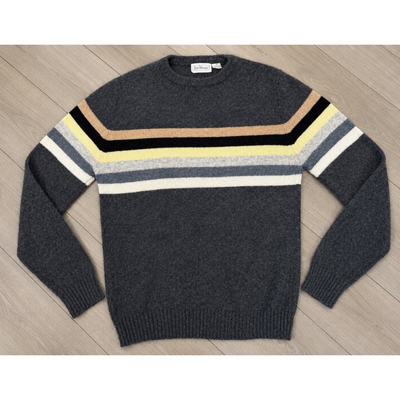 Rob Winter Other - Vintage Wool Blend Grandpa Sweater XL Gray Striped Crewneck Retro 70/30